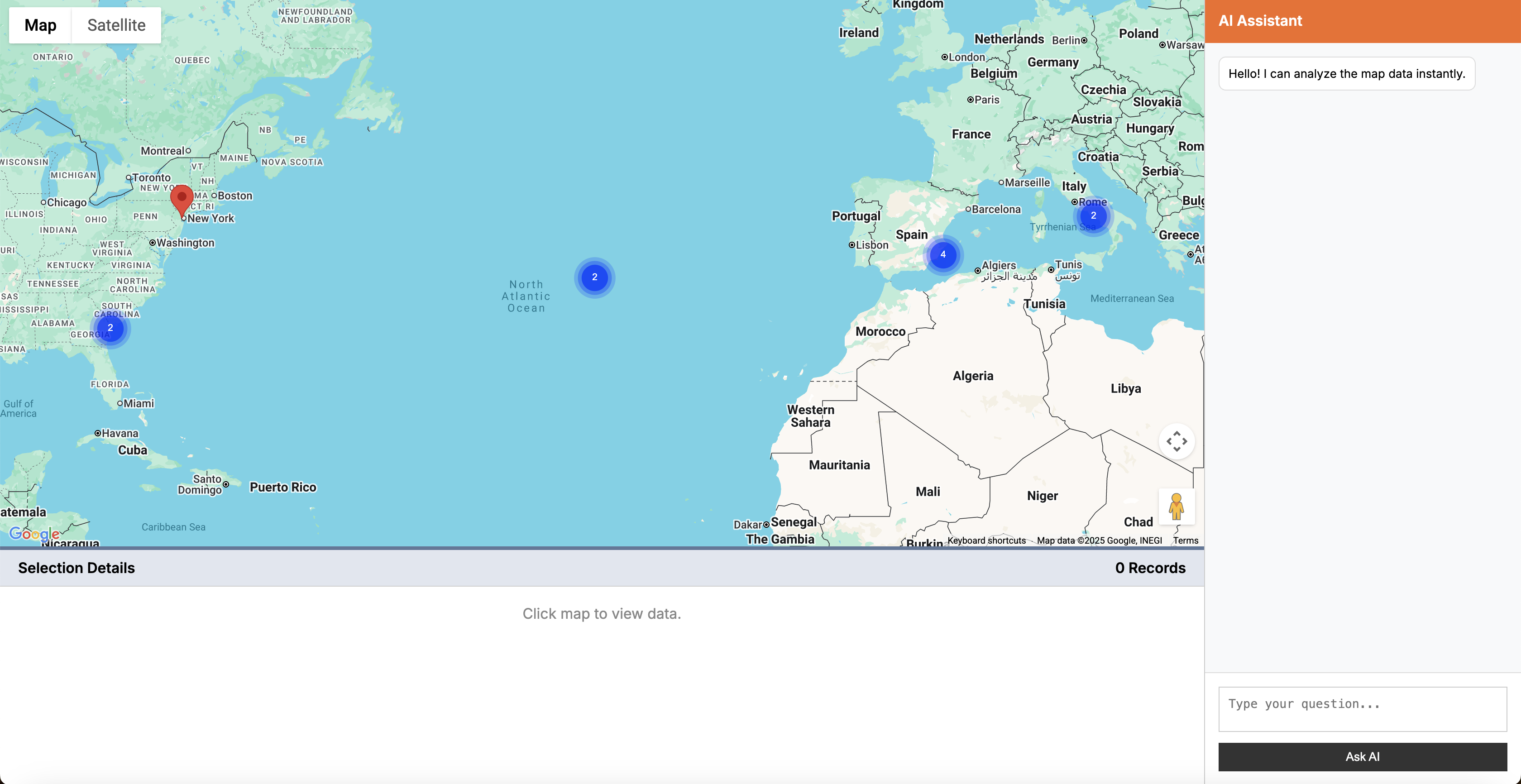 Iontra Map Dashboard showing global shipment tracking